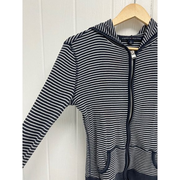 Tommy HilfigerJunior Long Sleeve Full Zip Hooded Striped Sweatshirt Size M - Picture 9 of 11
